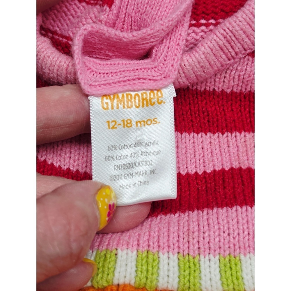 Gymboree Girls Orange Pink Striped Knit Sweater Dress 12-18 Months - Picture 4 of 4